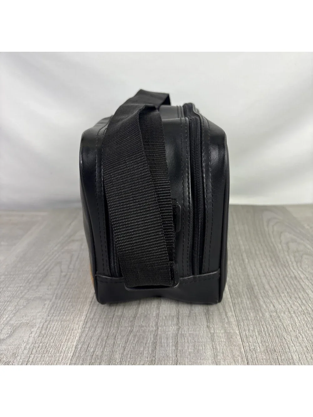 Vintage Trikon Camera Bag Camcorder Shoulder Case Black Tan Faux Leather
